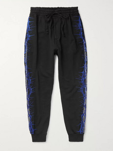 Haider Ackermann Slim-fit Tapered Embroidered Loopback Cotton-jersey Sweatpants In Black