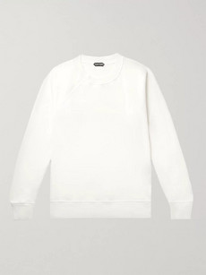 Tom Ford Garment-dyed Loopback Cotton-jersey Sweatshirt In White