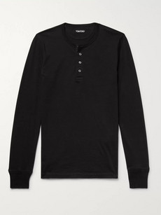 Tom Ford Cotton-jersey Henley T-shirt In Black