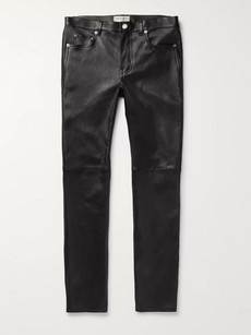Shop Saint Laurent Skinny-fit Leather Trousers In Black