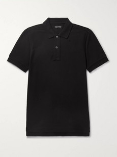 Tom Ford Slim-fit Cotton-piqué Polo Shirt In Black