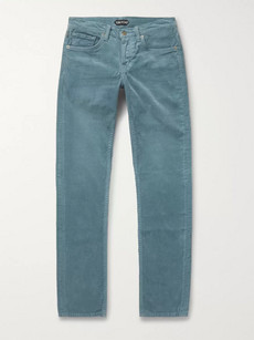 Tom Ford Slim-fit Stretch-cotton Corduroy Trousers In Blue