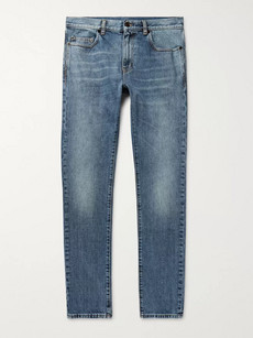 Saint Laurent Skinny-leg 15cm Hem Distressed Denim Jeans In Blue
