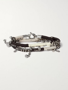 Saint Laurent Woven And Silver-tone Bracelet In Black