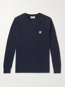 Maison Kitsuné Logo-appliquéd Loopback Cotton-jersey Sweatshirt In Blue