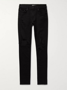 Amiri Thrasher Skinny-fit Distressed Stretch-denim Jeans In Black