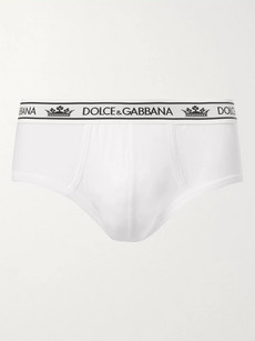 Dolce & Gabbana Stretch-cotton Briefs In White