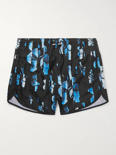 Neil Barrett Wide-leg Short-length Floral-print Swim Shorts In Black