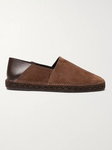Tom Ford Barnes Collapsible-heel Suede And Leather Espadrilles In Brown