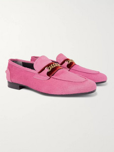 Tom Ford Wilton Chain-embellished Calf Hair Loafers In Pink