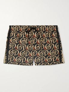 Dolce & Gabbana Short-length Printed Swim Shorts In Brown
