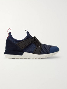 MONCLER EMILIEN SUEDE AND RUBBER-TRIMMED MESH SNEAKERS