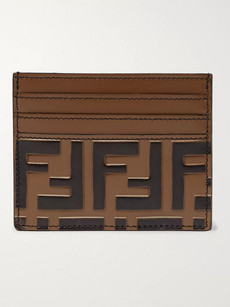 Fendi Logo-embossed Leather Cardholder In Brown