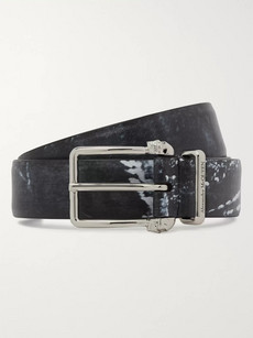 Alexander Mcqueen 3cm Black Printed Matte-leather Belt