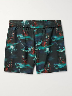 You As Orion Printed Woven Drawstring Shorts In Black