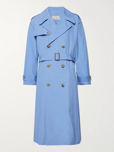 Maison Margiela Cotton-poplin Trench Coat In Blue