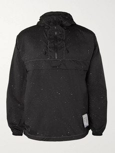 Satisfy Paint-splattered Shell Hooded Jacket In Black
