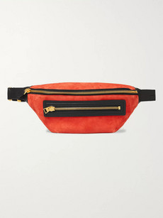 Tom Ford Suede And Leather Belt Bag In Orange