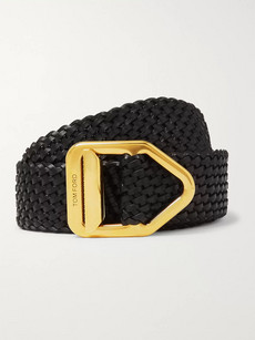Tom Ford 3cm Woven Leather Belt In Black