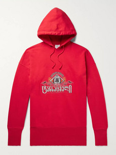 Vetements Oversized Embroidered Fleece-back Cotton-jersey Hoodie In Red