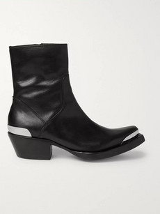 VETEMENTS METAL-TIPPED LEATHER BOOTS