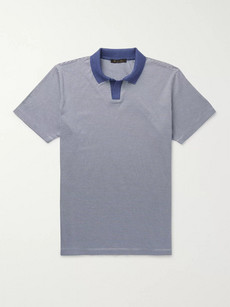 Loro Piana Striped Cotton-jersey Polo Shirt In Blue