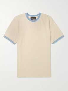 Howlin' Amnesia Contrast-trimmed Cotton-blend Terry T-shirt In Neutrals
