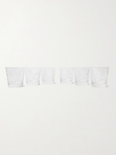 Soho Home Barwell Set Of Six Cut Crystal Rocks Glasses In Clear