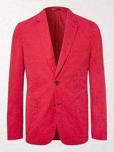 Paul Smith Sky-blue Soho Slim-fit Unstructured Cotton Blazer In Red