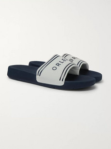 Orlebar Brown Haddon Logo-embossed Canvas And Rubber Slides In Navy