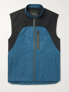 Sease Low Pressure Panelled Linen And Stretch-nylon Gilet In Blue