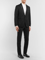 Officine Generale Black Slim-Fit Satin-Trimmed Wool and Mohair-Blend Twill Tuxedo Jacket