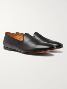Officine Generale Collapsible-heel Leather Slippers In Black