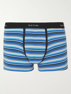 Paul Smith Striped Stretch-cotton Boxer Briefs In Navy