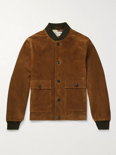 Ymc You Must Create Suede Bomber Jacket In Tan