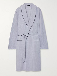 HANRO THEO CHECKED MERCERISED COTTON dressing gown