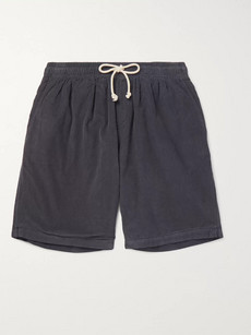 Mollusk Garment-dyed Cotton-corduroy Drawstring Shorts - Navy