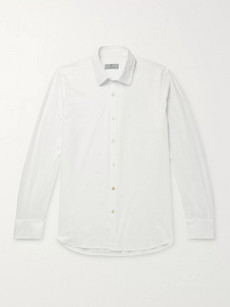 Canali Slim-fit Cotton-piqué Shirt In White | ModeSens