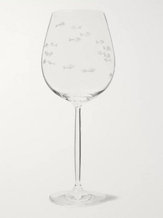 Linley Fish-etched Crystal Red Wine Glass In Neutrals
