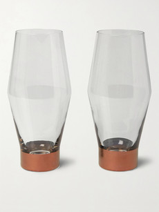 Tom Dixon Tank Set Of Two Painted Beer Glasses In Neutrals