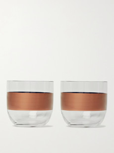 Tom Dixon Tank Set Of Two Painted Whisky Glasses In Neutrals