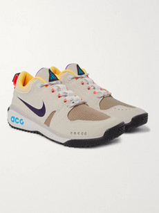 Nike Acg Dog Mountain Suede And Mesh Sneakers In White