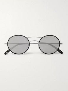 Garrett Leight California Optical Sanborn 49 Round-frame Silver-tone And Acetate Sunglasses