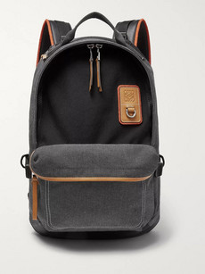 Loewe Eye//nature Leather-trimmed Canvas Backpack In Black