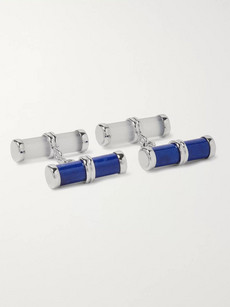 Trianon 18-karat White Gold, Chalcedony And Lapis Cufflinks In Blue