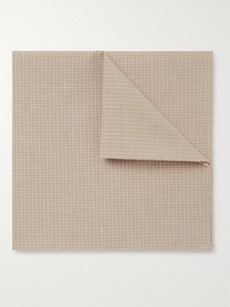 Oliver Spencer Kersley Micro-checked Cotton And Linen-blend Pocket Square In Neutrals