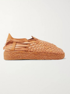 Malibu Latigo Woven Faux Leather Sandals In Brown
