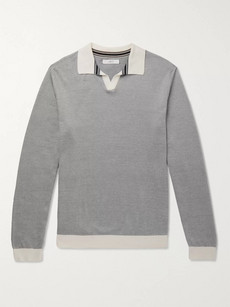 Mr P. Knitted Cotton-piqué Polo Shirt In Gray | ModeSens