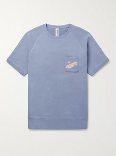 Beams Loopwheeler Printed Loopback Cotton-jersey Sweatshirt In Blue