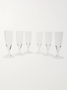 The Wolseley Collection Set Of Six Crystal Champagne Glasses In Neutrals